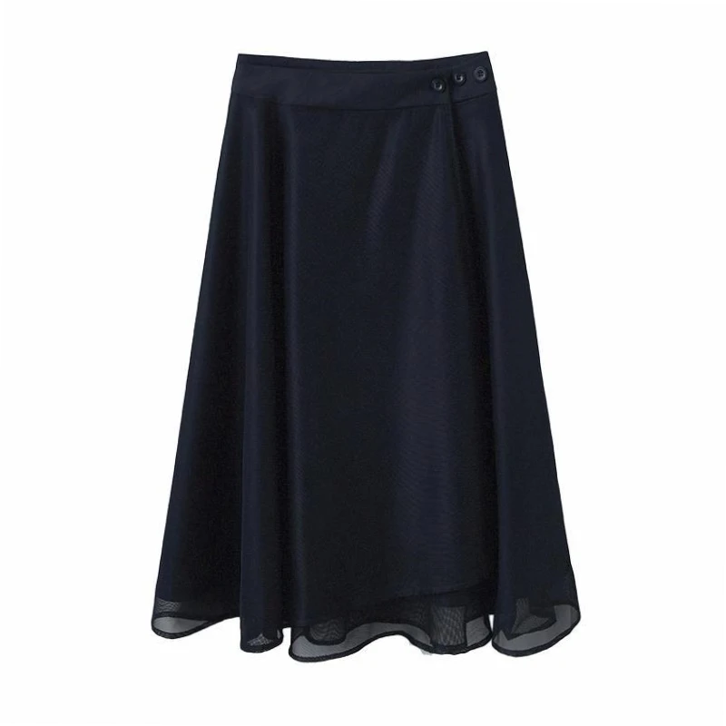 网纱半身裙女2024年夏季新款高腰显瘦字裙百褶裙新中式国风伞裙