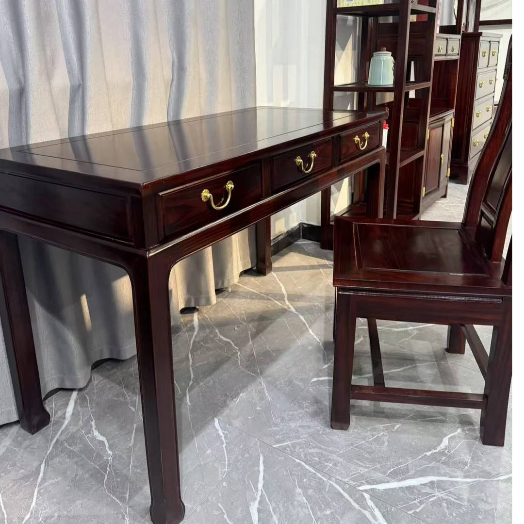 简祥红木 新中式黑酸枝书桌两件套简约书房台式客厅120*55*76