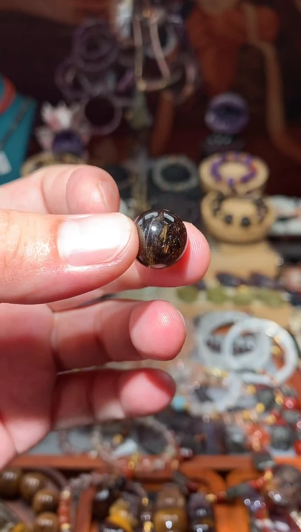 水晶珠宝半成品未镶嵌黑金超单珠14mm+