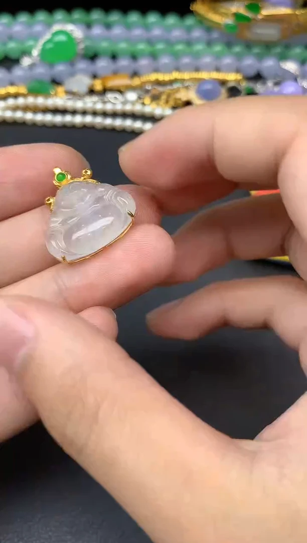 颈饰18K金镶嵌翡翠13-雪姐翡翠天天见