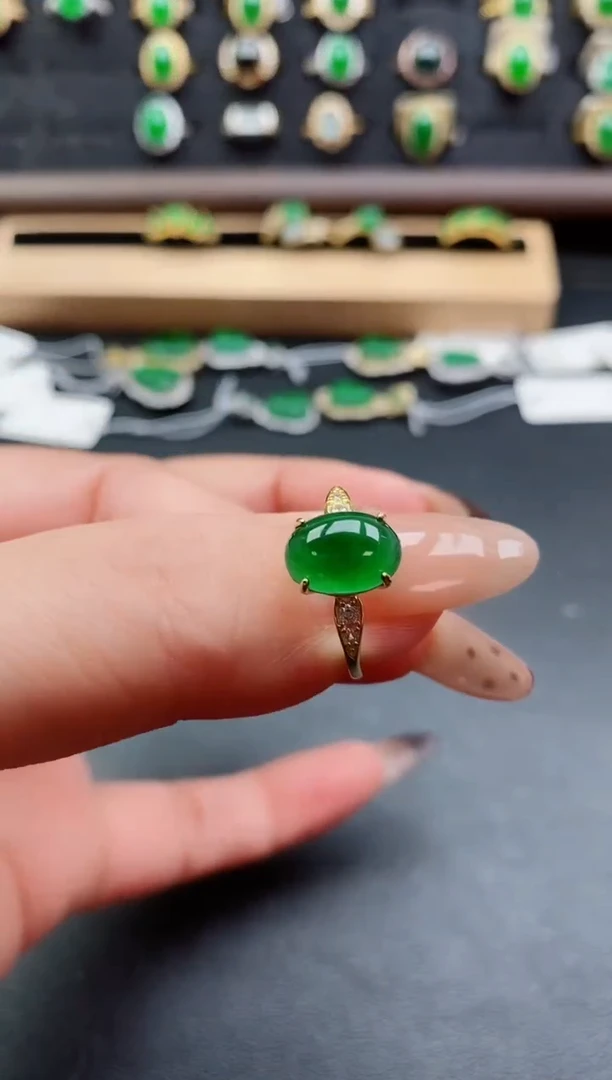 银S925镶嵌戒指翡翠1