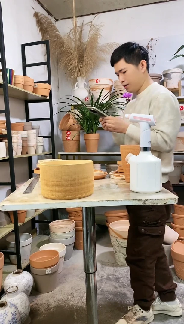 【闪购商品】红陶19*12红陶布纹直筒 1盆无托