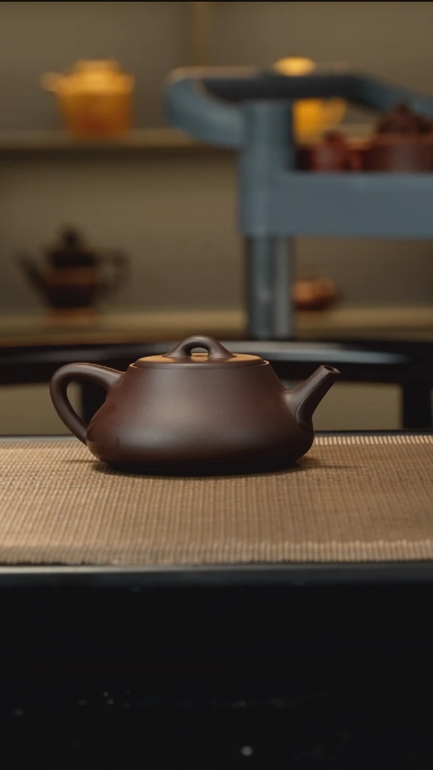 紫砂茶盏老紫泥卡盖叶瓢160CC