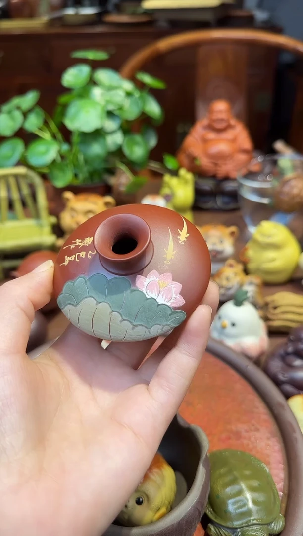 紫砂茶宠小花瓶盖置