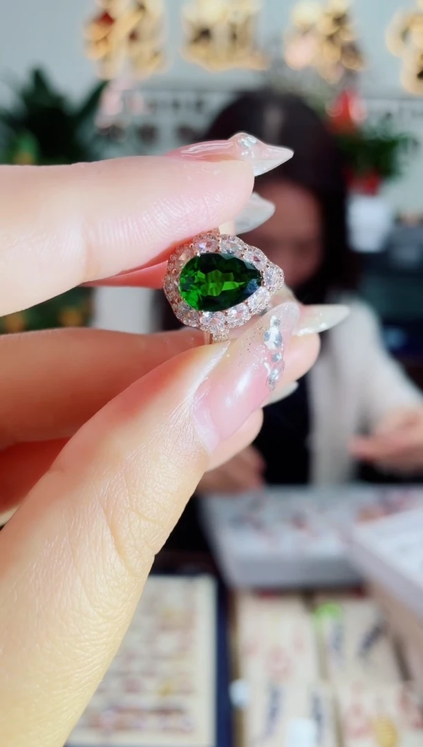 【闪购商品】透辉石戒指银S925镶嵌戒指