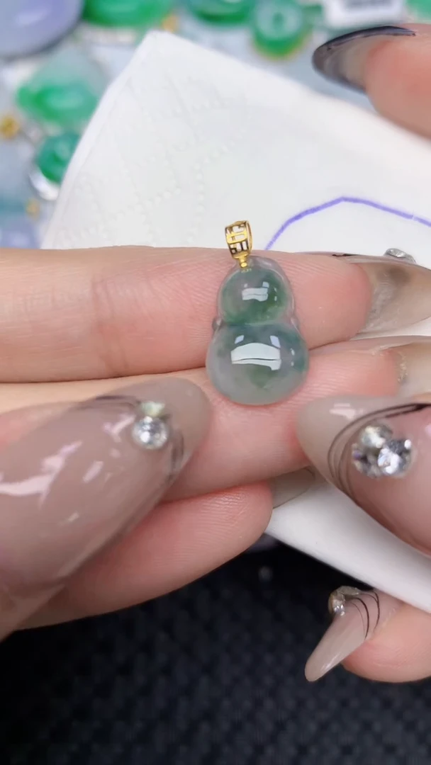 颈饰18K金镶嵌翡翠天然缅甸翡翠a货百元以上9元证书费自理