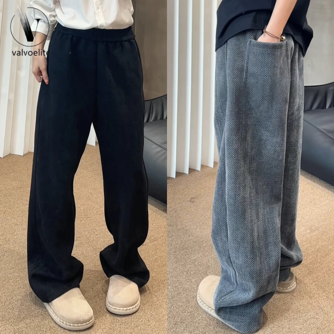 斑马纹美式复古弯刀裤子男款秋季肌理垂感微喇裤子秋季直筒休闲裤