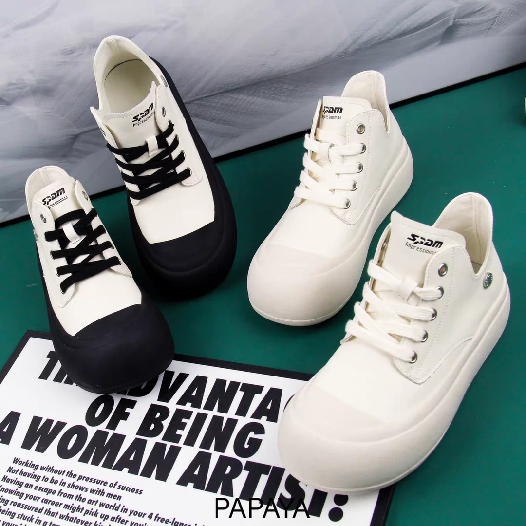 2075（单里）大圆头系带小众矮靴日系风真皮面料舒适脚感