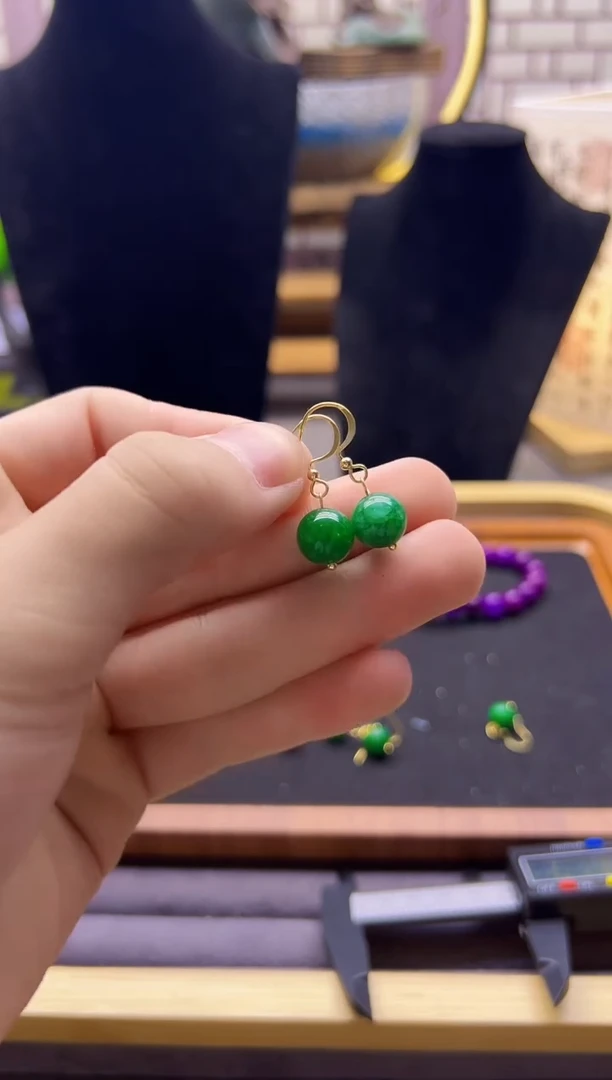 【闪购商品】翡翠耳饰14K金镶嵌E02
