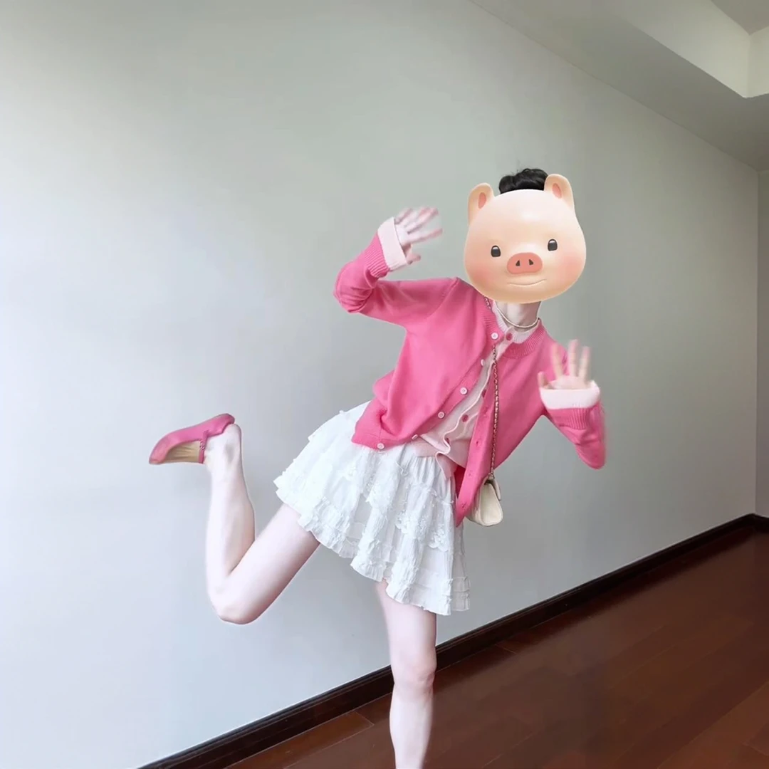 韩系洋气温柔穿搭套装女2025春季假两件针织衫蕾丝拼接短裙两件套