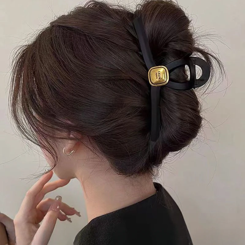 发夹盘发抓夹气质发卡头饰2024新款大号夹子后脑勺鲨鱼夹磨砂发饰