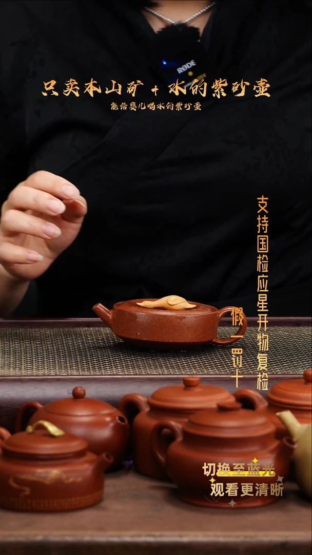 茶壶紫砂茶壶紫砂原矿降坡泥+黄金段 加油鸭壶