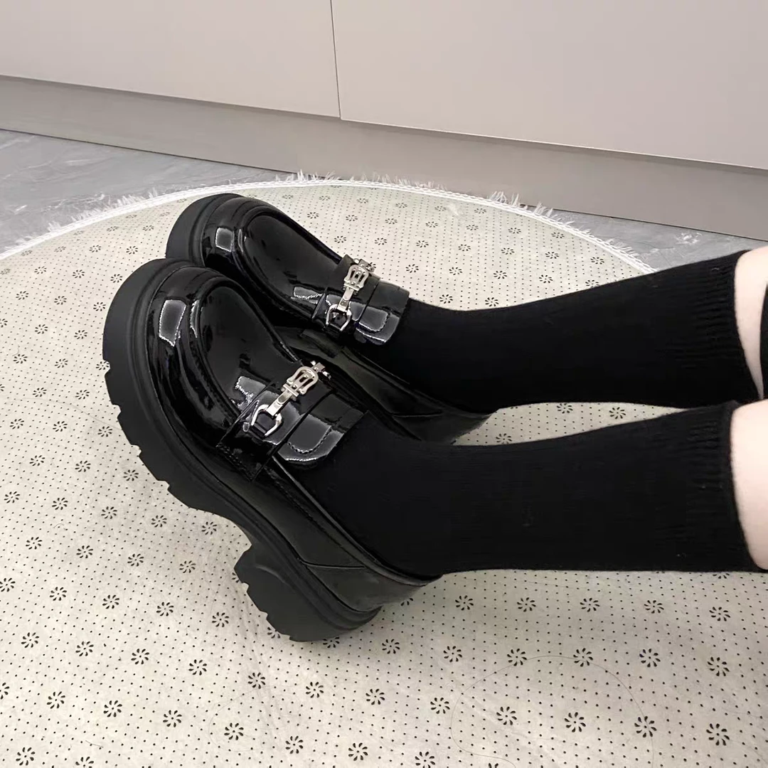 厚底乐福鞋女2025春款英伦风圆头时尚乐福鞋  3115