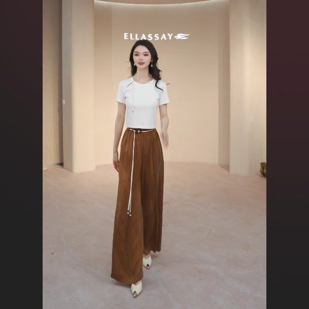 ELLASSAY歌力思2025早春流光风轻机能舒适亲肤休闲裤EWB362K01600