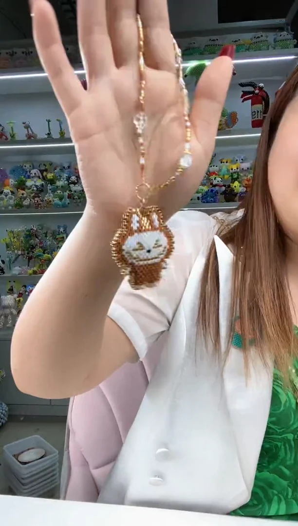 玻璃1612卡2.5古董珠布布手机链材料包1套美拉德色