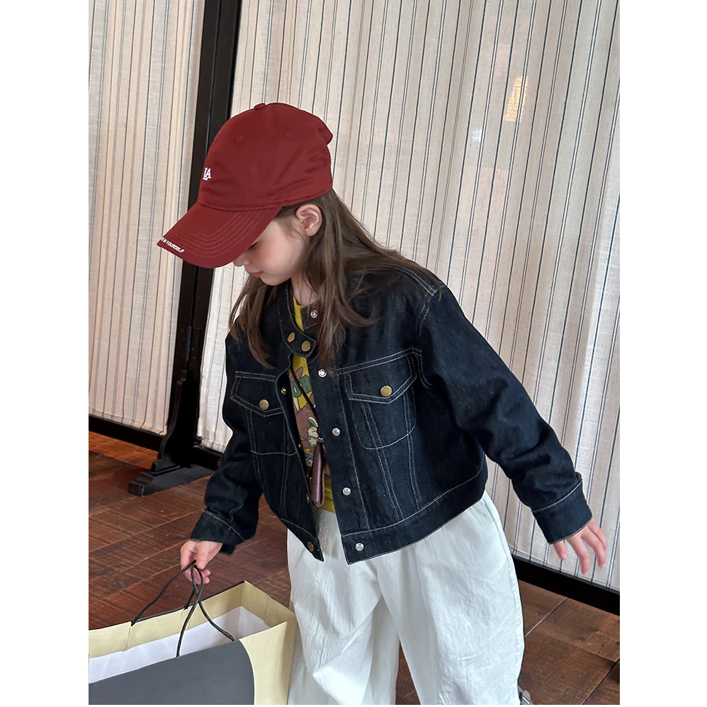 【依妈童品】儿童韩版休闲女童帅气立领儿童牛仔夹克外套上衣25F008