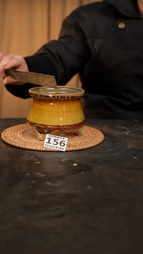 【闪购商品】瓷片156泥泥手工花盆口10高9