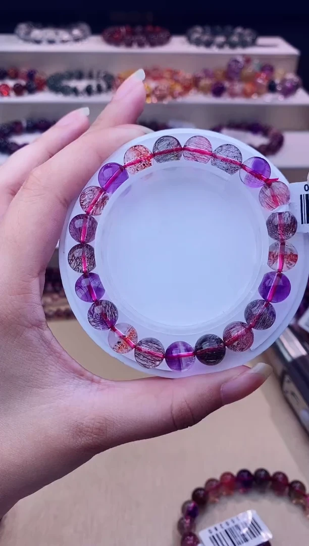 未镶嵌手链水晶黑加仑超七单圈9m+