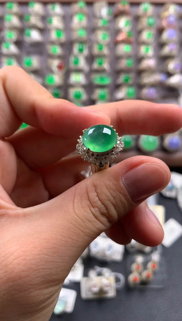 未镶嵌定制翡翠天然缅甸翡翠戒面 10.8