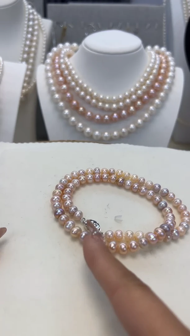 【闪购商品】淡水珍珠颈饰银S925镶嵌6.5-7MM