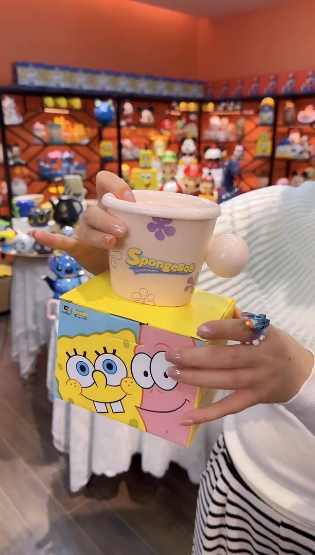 瓷片@@派大星陶瓷早餐杯带盖碟