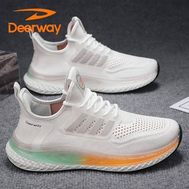 Deerway/德尔惠男鞋夏季新款网眼潮款运动鞋轻便弹力软底跑步鞋男