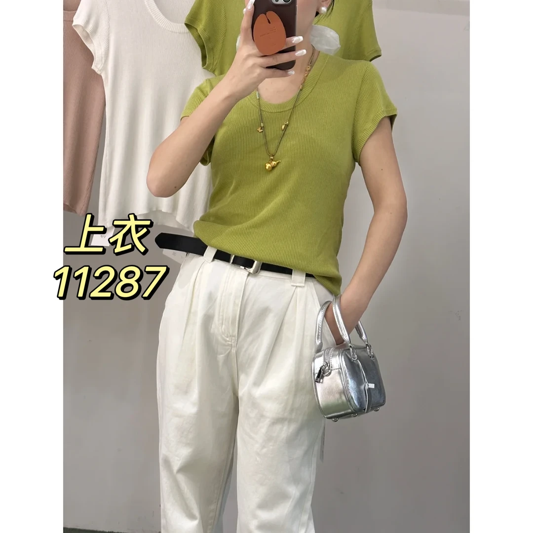 11287（部分无水洗唛，介意慎拍）SANFAN新款U领针织短袖