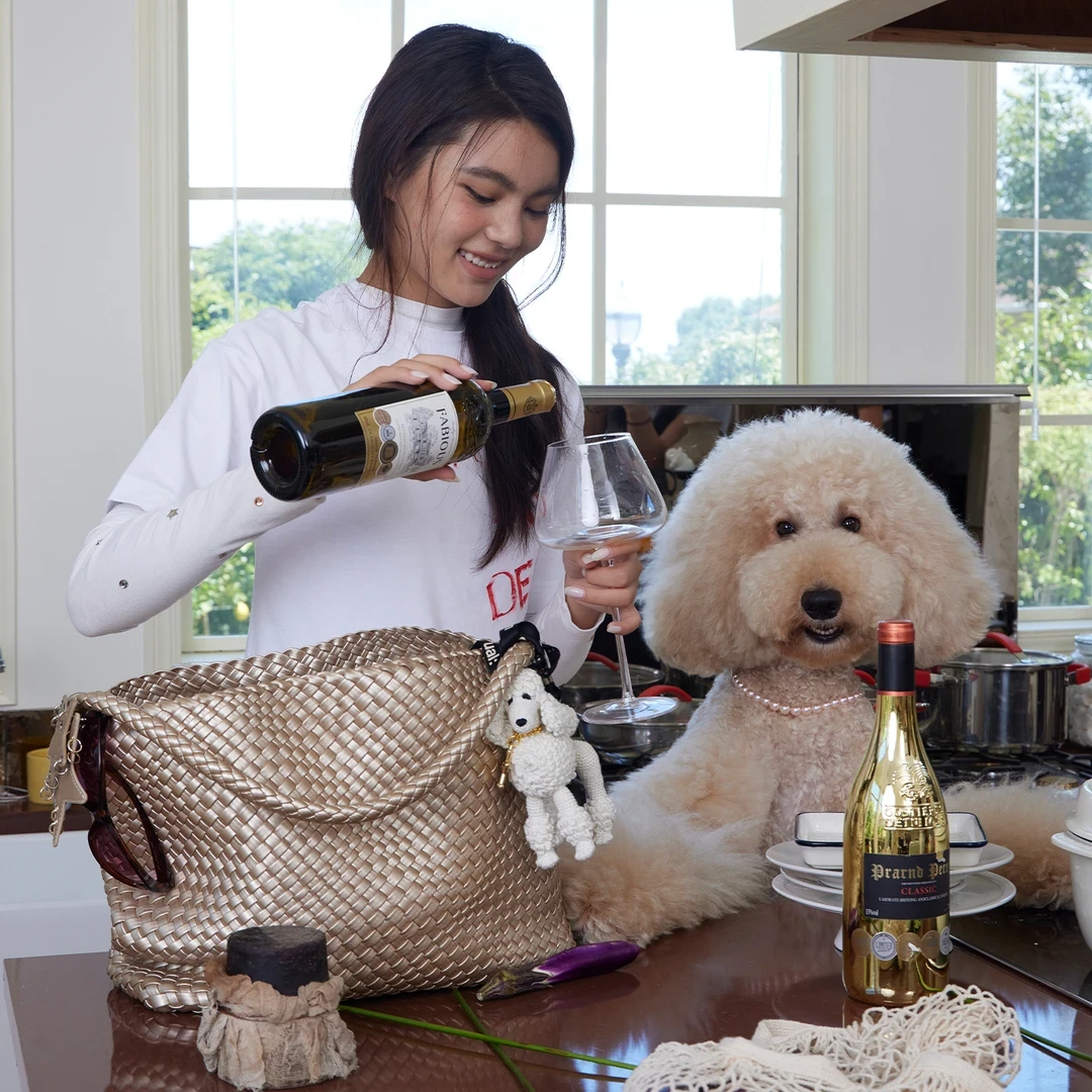 【交个朋友】FCODAY原创设计香槟色编织托特包通勤手提单肩包女