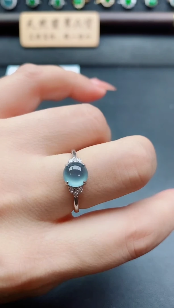 银S925镶嵌戒指翡翠1