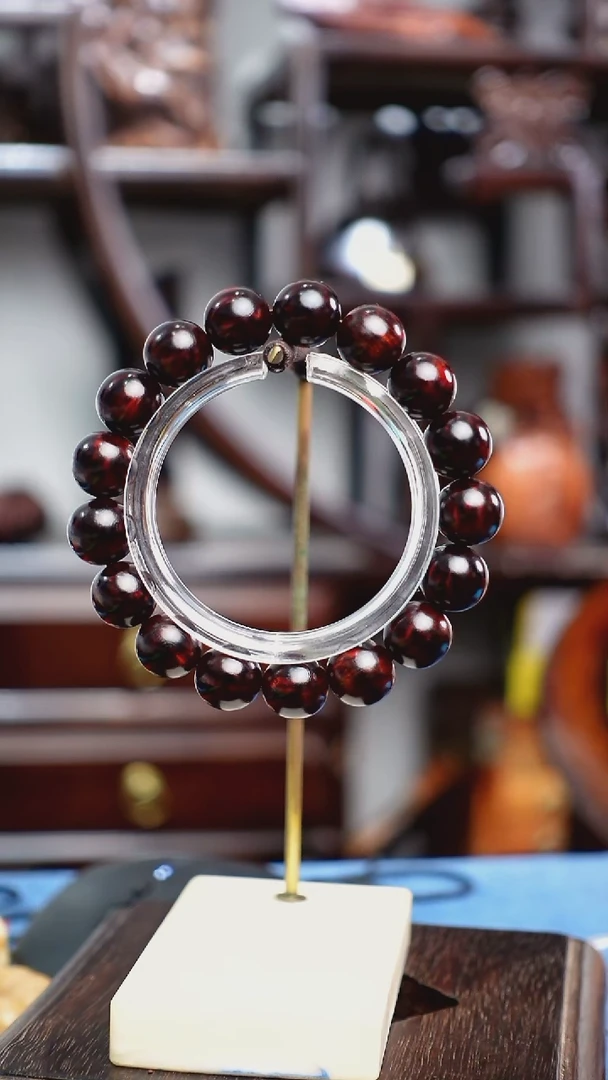 木本降真香红降花梨公1.2香胆黑金芝麻点手串22g