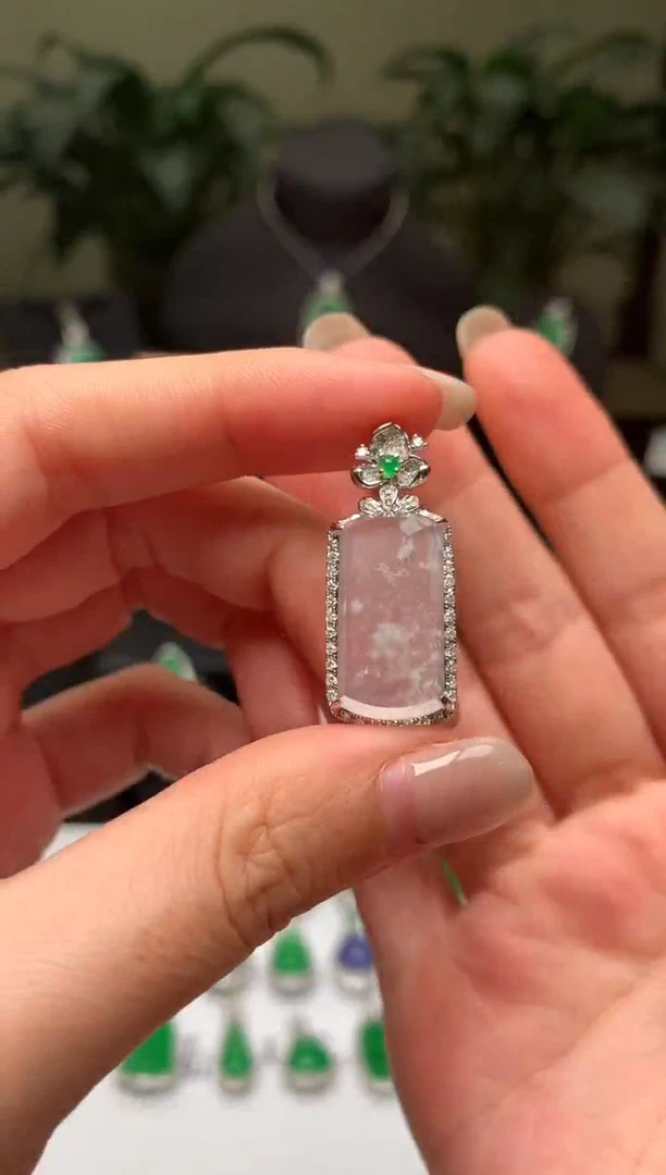 翡翠18K金镶嵌吊坠(不含链)无事牌