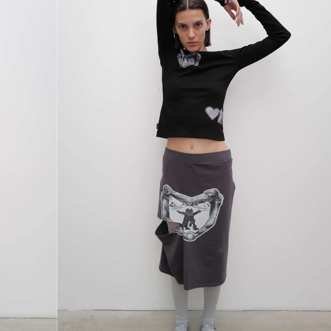 OPEN YY 设计师品牌「output」切割半裙