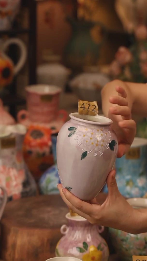 陶瓷472景德镇设计师手作花器摆件侘寂风