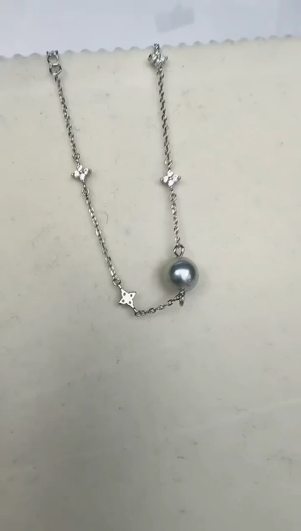 银S925镶嵌手链海水珍珠手链