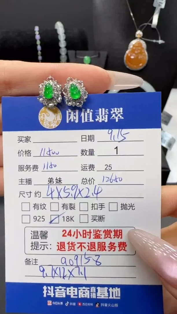 18K金镶嵌翡翠耳饰翡翠耳饰