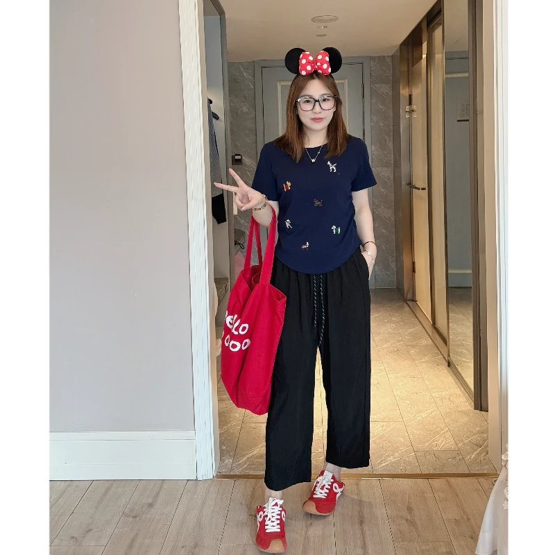 青青·STUDIO〖显瘦百搭〗春款大码松紧宽松九分哈伦裤S250112