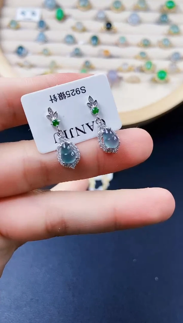 【闪购商品】翡翠耳饰银S925镶嵌1231241231