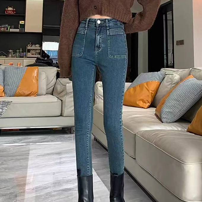 212款怀旧蓝小脚牛仔裤紧身修身高腰显瘦铅笔裤子