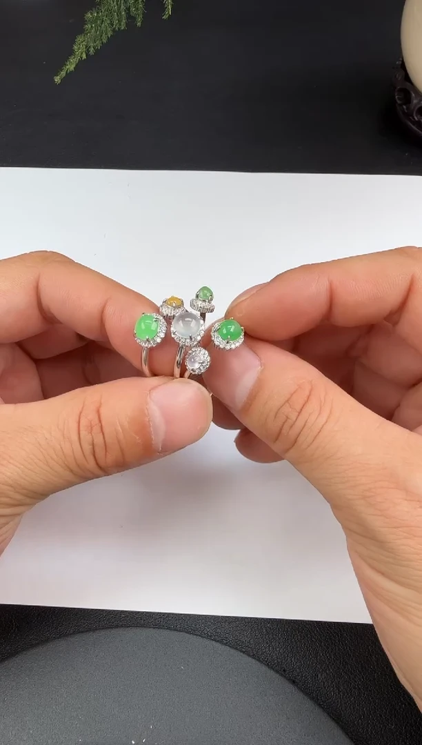 银S925镶嵌戒指翡翠翡翠饰品（多样性发货一件）-136