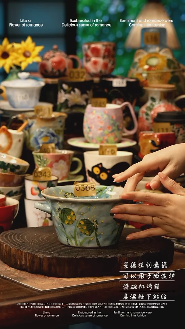 陶瓷景德镇高温釉下彩手工手绘款式@A0368@