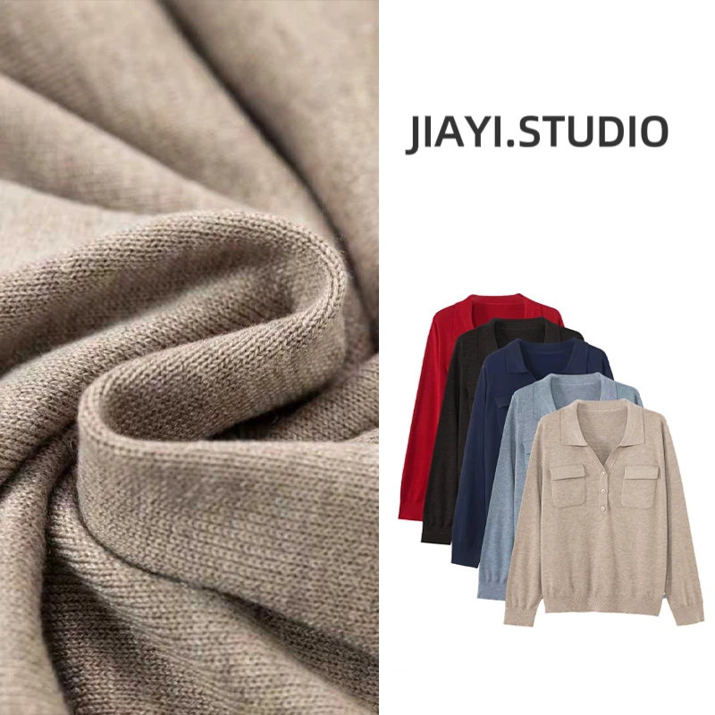 【新年装羊毛衫】珈艺大码新款翻领羊毛衫时尚百搭显瘦羊毛衫LS5100