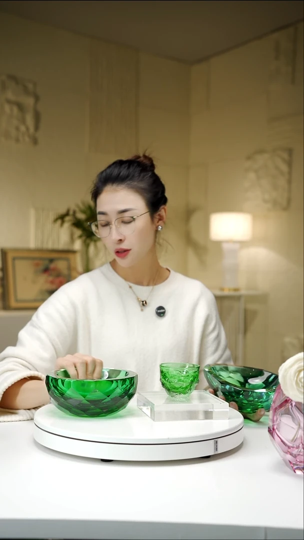 手工艺品琉璃?祖母绿圆形果碗