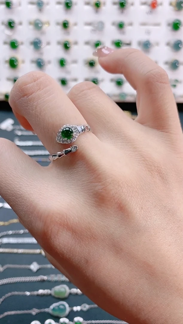 【闪购商品】翡翠戒指银S925镶嵌天然翡翠