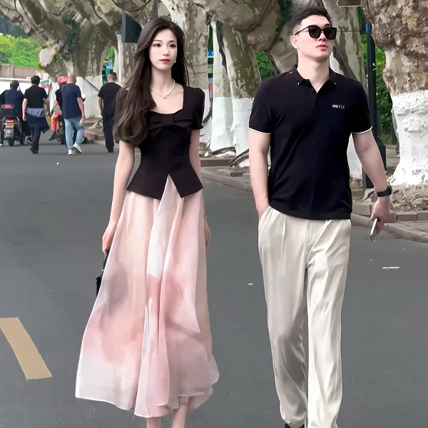 拉夏贝尔/25夏网红洋气炸街女装法式气质女神上衣+半裙 10426 LSC