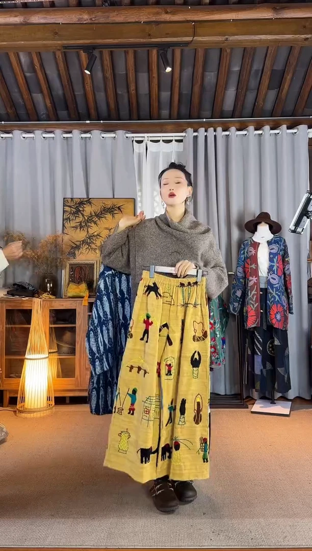 子**选设计师款黄色孩童裤子