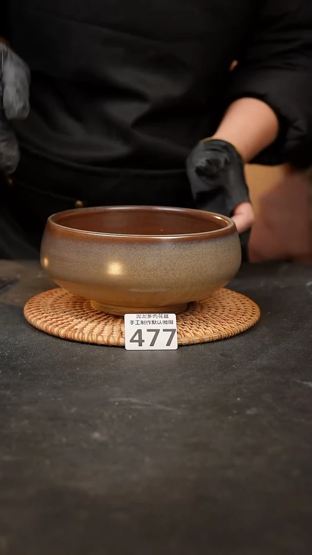 【闪购商品】瓷片 477泥泥手工花盆口14高7