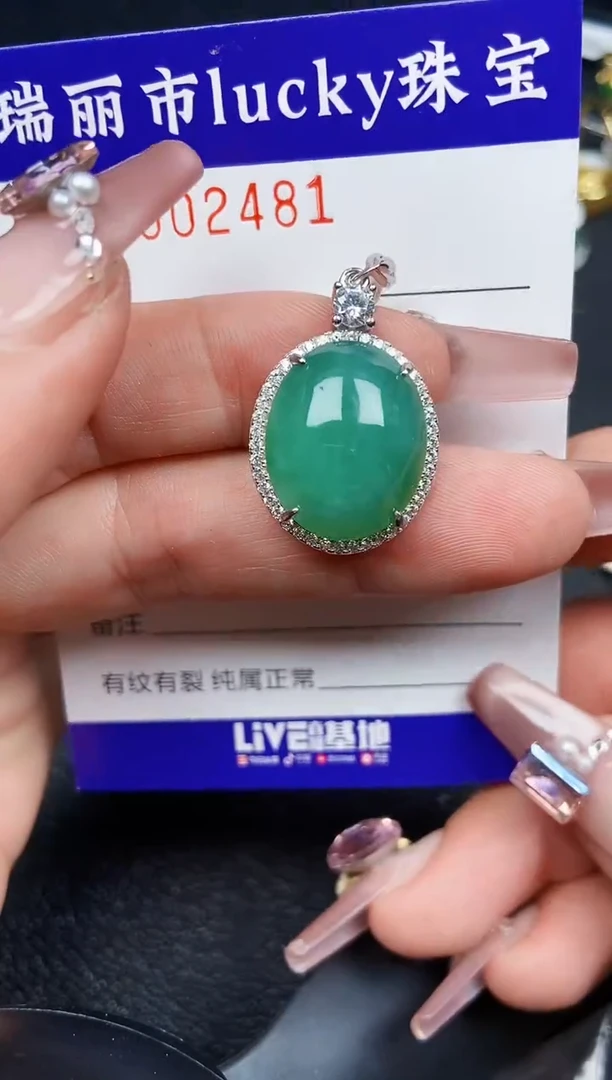 翡翠银S925镶嵌颈饰2481