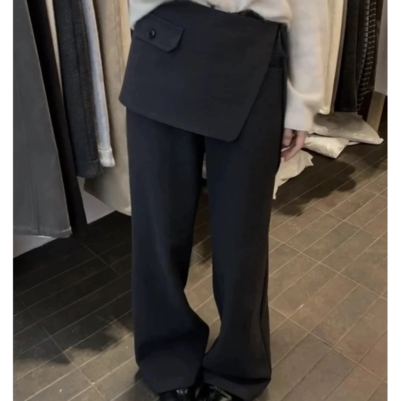 假两件屁帘裤（可拆）冬季加绒黑色显瘦裤子韩系