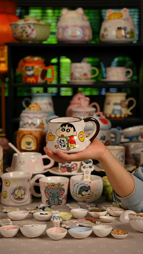 陶瓷无盖款景德镇高温釉下彩纯手绘创意瓷