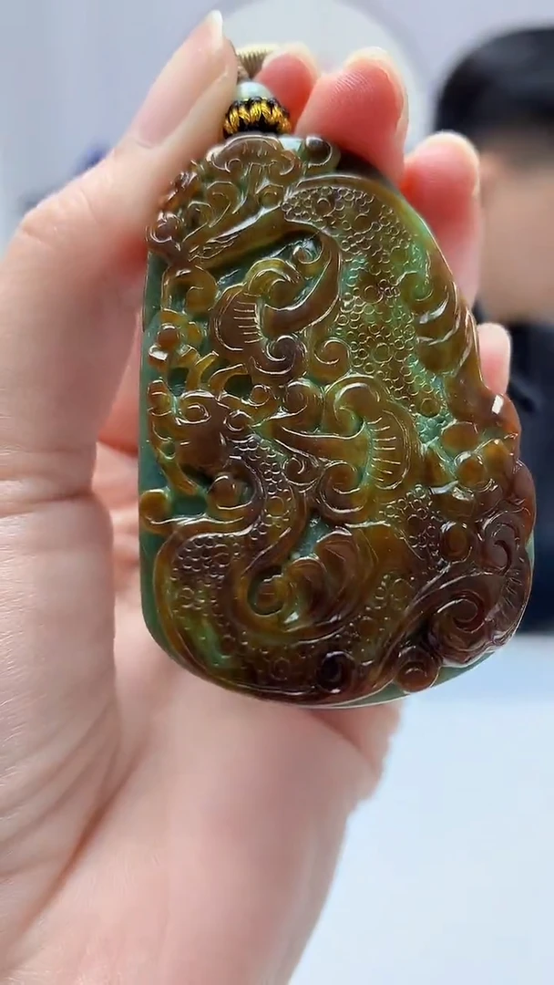 【闪购商品】定制翡翠未镶嵌4917zm-毛货挂件龙凤44